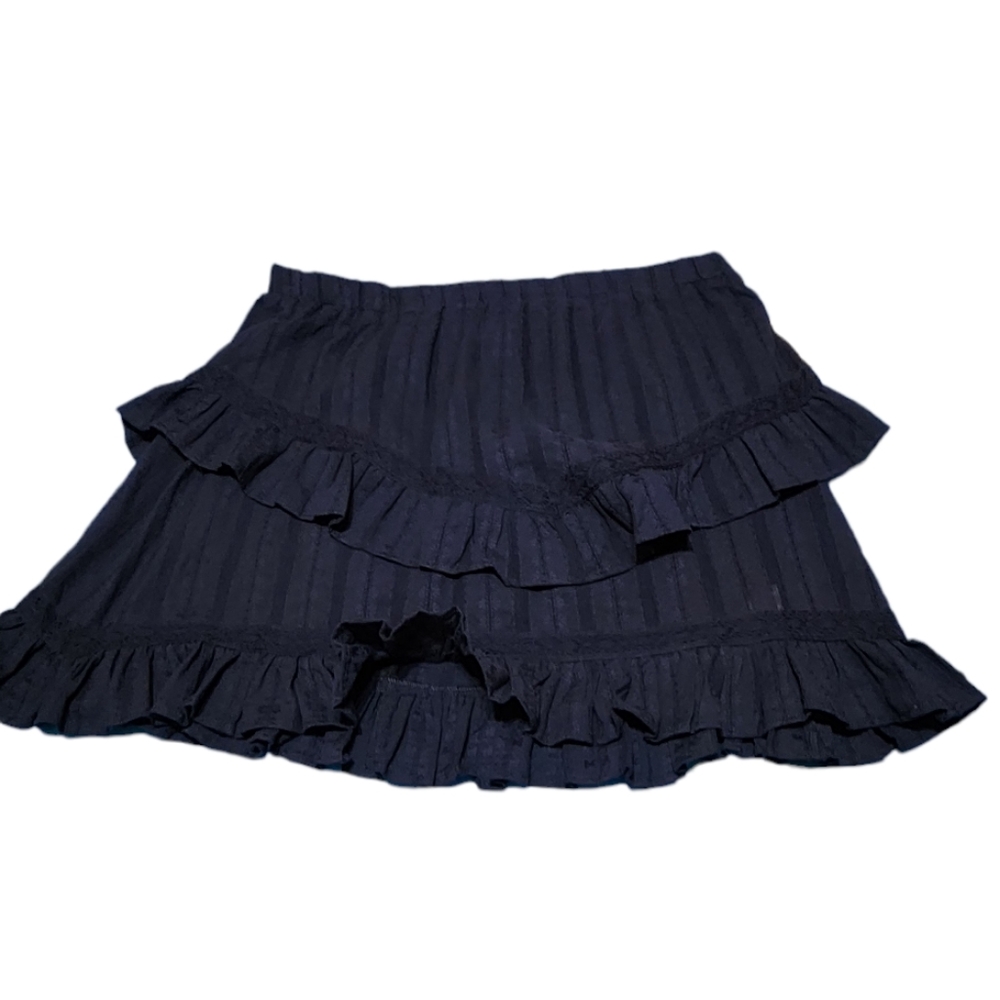 Time and tru  elastic waist two tier ruffled navy blue skirt